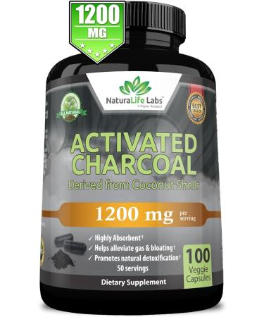 NaturaLife Labs Organic Activated Charcoal Capsules - 100 Count for Detox & Digestive Health - Buy Online on GoSupps.com