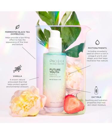 Pacifica Beauty Future Youth Foaming Cleansing Gel | Gentle Vegan Face Wash for All Skin Types | Alcohol-Free & Dermatologist Tested Makeup Remover - Buy Online on GoSupps.com