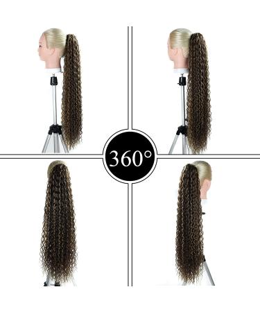LACE PLUS 32 Long Curly Ponytail Extension Natural Brown Drawstring - Synthetic Hairpiece for Black Women (P4/27#) - Buy Online on GoSupps.com