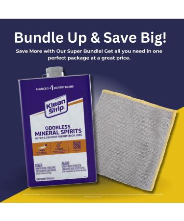 GROVE Klean Strip Odorless Mineral Spirits - 1QT | Odorless Paint Thinner & Cleaning Solution for Oil Painting | Microfiber Cloth Included - Buy Online on GoSupps.com