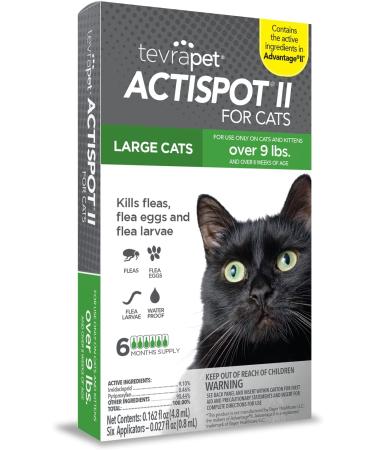 TevraPet Actispot II Flea Treatment for Cats 6 Doses - Large Cats 9+ lbs | Effective Prevention & Control - Buy Online on GoSupps.com