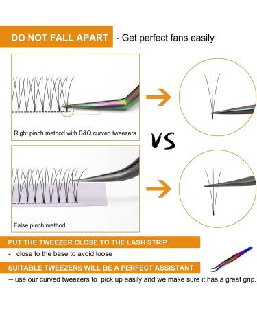 3D-0.10C 15mm Pre Made Fan Eyelash Extensions | B&Q LASH Russian Volume Lashes 3D 5D 7D | Short Stem Premade Fans 0.07 0.1 - Buy Online on GoSupps.com