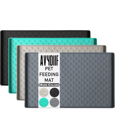 AVYDIIF Silicone Dog Cat Food Mat, Waterproof Slip Resistant Raised Edge Pet Feeding Mats, Pet Bowl Mat Anti-Messy and Prevent Spill on Floor, Dishwasher Safe M: 18.9
