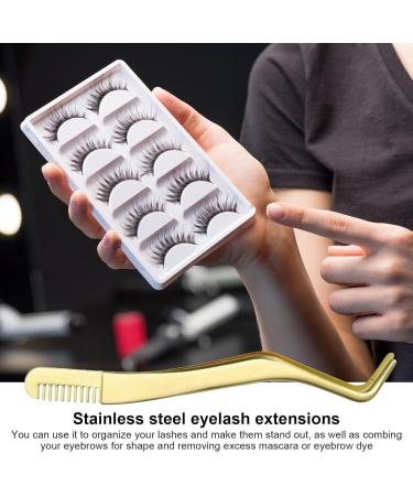 Curved Stainless Steel Eyelash Tweezers | Precision Eyelash Extension Tools for Women & Girls | Rianpesn Gold - Buy Online on GoSupps.com
