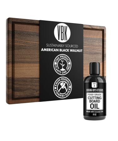 Coconut Cutting Board Oil 8oz + Walnut Cutting Board Large 20x15
