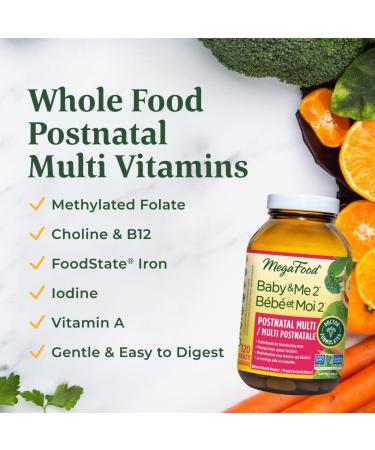 MegaFood Women's Postnatal Vitamins for Breastfeeding Moms | Postpartum Lactation Multivitamins Supplements for Women| Moringa Supplements | 120 Capsules Postnatal Vitamins 120 count (Pack of 1) - Buy Online on GoSupps.com