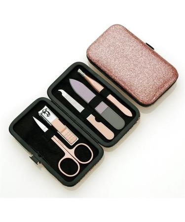 Small Rose Gold 5-Piece Nail Clipper Set Stainless Steel Manicure Beauty Tools Flash Pink - Buy Online on GoSupps.com