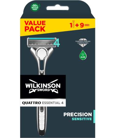 Wilkinson Sword Quattro Titanium Sensitive Razor Blades - Pack of 9 - Buy Online on GoSupps.com