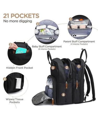 Large Diaper Bag Backpack - Black - Buy Online on GoSupps.com