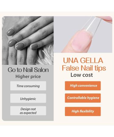 UNA GELLA Soft Gel Nail Tips XXL 432pcs Square Coffin | Clear Acrylic Fake Nails for Salon & DIY Home | Long Tapered Square & Straight Nail Tips - Buy Online on GoSupps.com