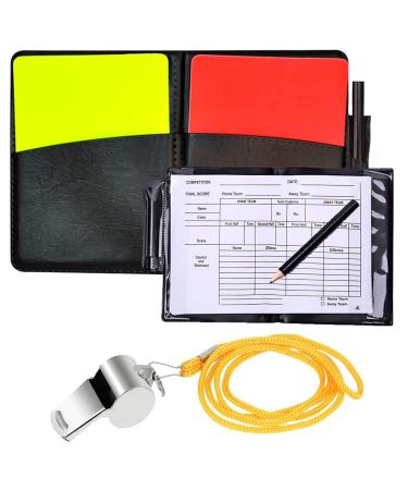Chuajunn Referee Cards Set with Referee Whistle Red Card Yellow Card Referee Cards Football with Metal Whistle and Scorebook Pencil for Football Basketball Sports School Sports - Buy Online on GoSupps.com