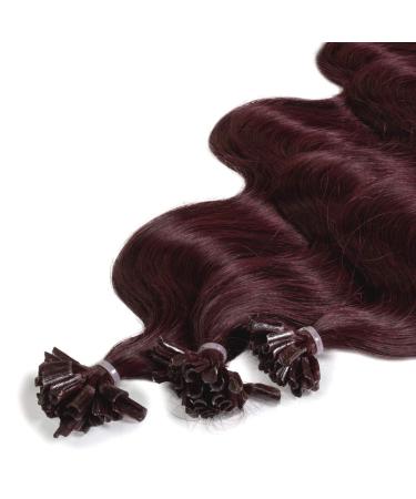 Hair2heart Premium Extensions Real Hair Bondings - 50 strands 0.8G 40cm 55/65 light brown intensive violet -mahogany #99J Burgundy 40cm 50 strands