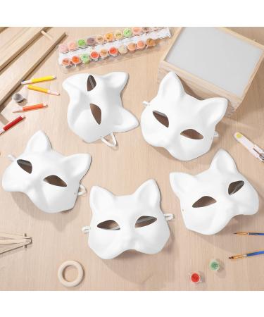 Buy Ifundom Cat Mask - 5 Pack DIY Hand-Painted White Paper Mache Masks for Masquerade & Costume Accessories - International Shipping - Buy Online on GoSupps.com