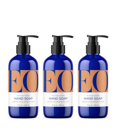 EO Liquid Hand Soap 12 Ounce (Pack of 3) Orange Blossom and Vanilla Organic Plant-Based Gentle Cleanser with Pure Essential Oils