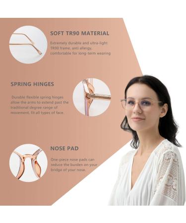 FONHCOO Women s Blue Light Filter Glasses | TR90 Anti-Fatigue Computer & Gaming Glasses | Stylish Champagne Frame & Prescription-Free - Buy Online on GoSupps.com