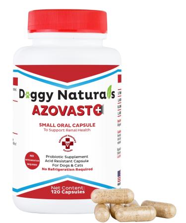 Azovast Plus Kidney Health Supplement for Dogs & Cats - NO Refrigeration Required - Help Support Kidney Function & Manage Renal Toxins - Renal Care Supplement Capsule(Made in U.S.A) 120 Caps (Pack of 1)