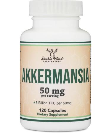 Akkermansia Probiotic and Postbiotic (Increases GLP-1 Production) 120 Capsules, 50mg per Serving (Third Party Tested to 5 Billion TFU per Serving, 50 Billion CFU per Gram) by Double Wood - Buy Online on GoSupps.com