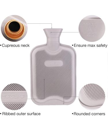 HomeTop Premium Classic Rubber Hot Water Bottle with Star Print Knit Cover - Gray 2L - Buy Online on GoSupps.com
