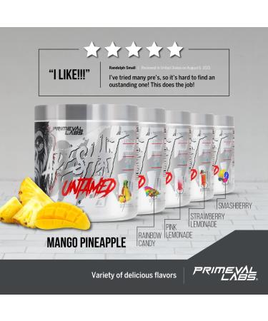 Primeval Labs Ape Untamed Pre Workout Energy Drink Powder - Mango Pineapple Flavor | Nitric Oxide Booster with L-Citrulline & Beta Alanine | Enhanced Pump & Focus - 40 Servings - Buy Online on GoSupps.com