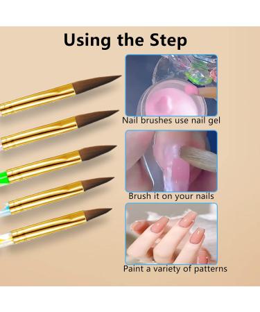 5 Pcs Round Sable Acrylic Nail Brush Set - Nail Art Tool Set No.2/4/6/8/10 (Golden) - Buy Online on GoSupps.com