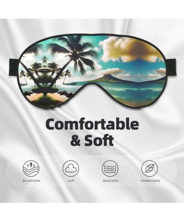 Tropical Beach Palms Print Sleep Eye Mask | Soft Eyeshade for Travel & Naps | Ideal for Men & Women - Buy Online on GoSupps.com