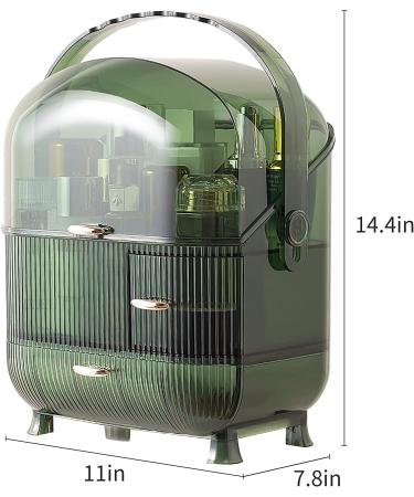 CANITORON Makeup Organizer | Large Capacity Dust & Waterproof Cosmetic Storage | Skincare & Makeup Brush Holder | Clear Green Display Case for Bathroom & Dresser - Buy Online on GoSupps.com