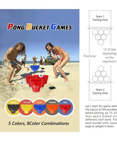 EP EXERCISE N PLAY Backyards Pong Games Set - Giant Yard Pong Bucket Game for Family and Friends - 12 Buckets - Blue/Orange - Buy Online on GoSupps.com