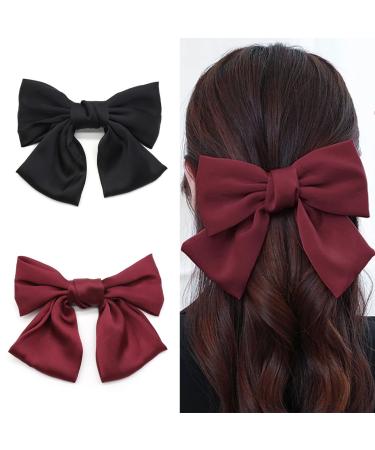 Large Bow Hair Bow Hair Clip Women Satin Hair Clips Satin Large Bow For Party Birthday Party Wedding 2 Colors