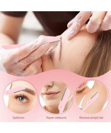 Beaupretty 10pcs Folding Eyebrow & Mustache Trimmer | Stainless Steel Eyebrow Razor & Tweezer for Women | Perfect Eyebrow Grooming Tool - Pink - Buy Online on GoSupps.com