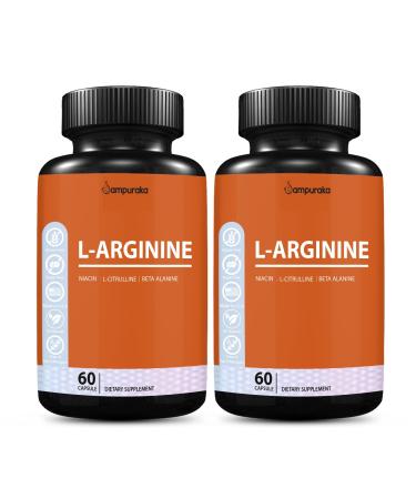 Sampuraka L-Arginine Capsules High Potency Nitric Oxide Support for Muscle Pump Vascularity and Endurance 60 Count (2)
