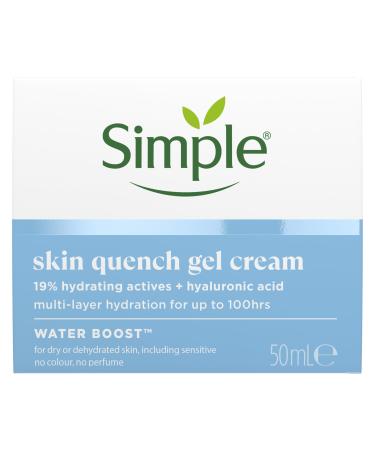 Simple Water Boost Skin Quench Gel Face Cream with 19% Hydrating Actives and Hyaluronic Acid Moisturiser for Dry Skin 50 ml