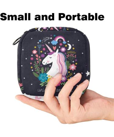 Unicorn Menstrual Pad Bag with Zipper | Stylish Ladies Napkin Pouch & Tampon Collection Bag for Women & Girls - Buy Online on GoSupps.com
