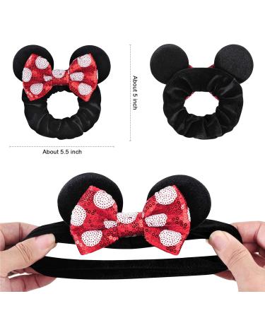 TEKI 2 Pack Mouse Ears Sequin Scrunchies - Red+White Spot Velvet Hair Accessories for Women and Girls - Buy Online on GoSupps.com