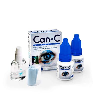Can - C Eye Drops 5ml Vials (2 in 1 Pack) Can C Eye Drops Can-C NAC drops L Carnosine Eye Drop bundled with Ammonia-Free Eye Glass Cleaner Spray and Microfiber Cloth