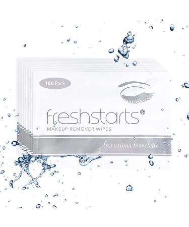 Freshstarts Makeup Remover Facial Cleansing Towelettes - Individually Wrapped Facial Makeup Remover Pads, Travel Essentials for Women, Cotton Pads for Face, Gentle Wet Wipes, Facial Products, 100 Pack Makeup Remover Wipes 100