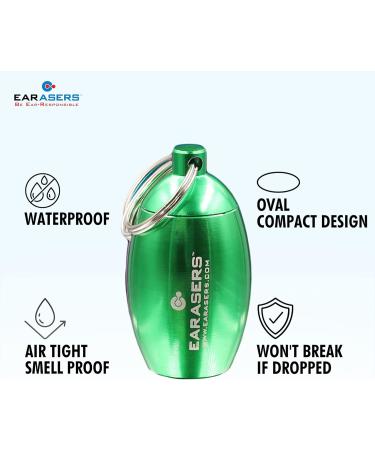 Buy EARasers Aluminum Waterproof Earplugs Keychain Case - Travel-Friendly Green Pill Holder - Buy Online on GoSupps.com