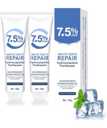Hydroxyapatite Toothpaste for Enamel Protection: Hidroxiapatita Toothpaste for Enamel Protection and Tooth Strengthening Gentle Mint Fresh Breath Daily Use for Oral Health 4.23 OZ (2pcs)