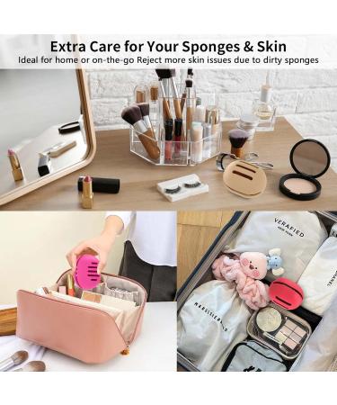 Fauxomor Makeup Sponge Holder - 2 Pieces | Breathable Silicone Beauty Blender Travel Bag | Sustainable Portable Cosmetics Tools | Fits All Makeup Sponge Sizes | Pink & Khaki 2-Pack - Buy Online on GoSupps.com