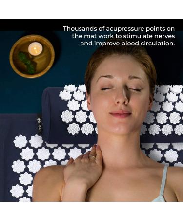 Dr Relief Acupressure Mat & Pillow Set - Quick Back & Neck Pain Relief - Sciatica & Stress Relief - Navy - Buy Online on GoSupps.com