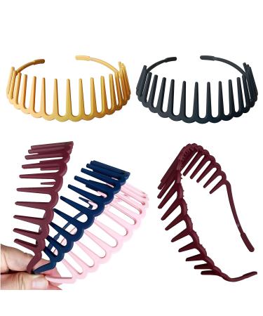 Springtime 6pcs Colorful Comb Headbands for Women Plastic Hairbands with Teeth Zip Zap Hair Hoop for Girls Model 2