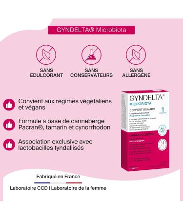 GYNDELTA Microbiota | Confort urinaire et digestif de la femme | Canneberge Pacran Tamarin Cynorrhodon & probiotiques | 30 g lules v g tales | Cure 1 mois | Fabriqu en France - Buy Online on GoSupps.com