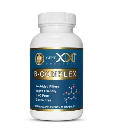 Genex Vitamin B-Complex Propritary Organic Blend Vitamin B-12 B1 B2 B3 B5 B6 Folate Inositol Choline 60 Vegetarian Capsules