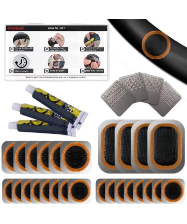 Exppsaf Bike Tire Repair Kit - Bycicle Inner Tube Puncture Patch Kits with 33PCS Vulcanizing Patches,Metal Rasp, for Motorcycle BMX Cycling MTB Road Mountain Bicycle