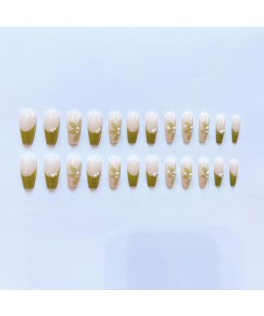 24Pcs/Set Press On Nails Long Ballet Nails With Pearl Natural Fresh Camellia Flowers False Nails Acrylic Fake Nails Full Cover Nails Tips Artificial Finger Manicure Press on nails for Women and Girls - Buy Online on GoSupps.com