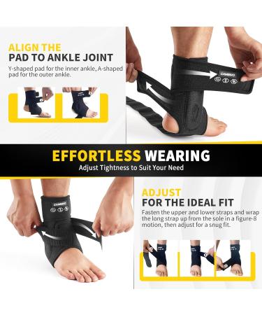 CAMBIVO Ankle Brace for Sprained Ankle - Adjustable Compression Support for Men & Women | Lace Up Stabilizer for Achilles Tendonitis & Injury Recovery - Small Right Foot (Black - Buy Online on GoSupps.com