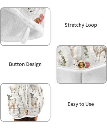 Buy Super Absorbent Sheep Rooster Hair Towel 2 Pack | Quick Dry Hair Turbans for Women & Girls - Perfect Hair Drying Solution - Buy Online on GoSupps.com