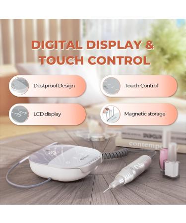 JCMASTER TouchPro+ Nail Cutter - 35000 RPM Electric Nail File with LED Display & Touch Control - Manicure & Pedicure Set for Gel & Acrylic Nails - 1 Unit - Buy Online on GoSupps.com