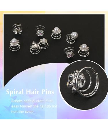 UHOMENY 40 Pieces Brides Spiral Hair Pins Silver Pearl Hair Pins Crystal Rhinestones Swirl Hair Pins Hair Pins for Bridal Wedding Hair Accessories with Box for Women Girls Wedding Bridal Party - Buy Online on GoSupps.com