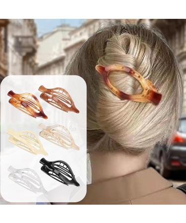 Flat Hair Claw | Vintage French Design Side Slid Hairpin | Strong Hold Non Slip Barrettes Accessories Retro Duck Billed Hairpin for Thick Thin Hair Transparent color - Buy Online on GoSupps.com