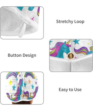 Star Unicorn & Rainbow Hair Towel 2 Pack - Super Absorbent Quick Dry Hair Turbans for Women & Girls - Buy Online on GoSupps.com